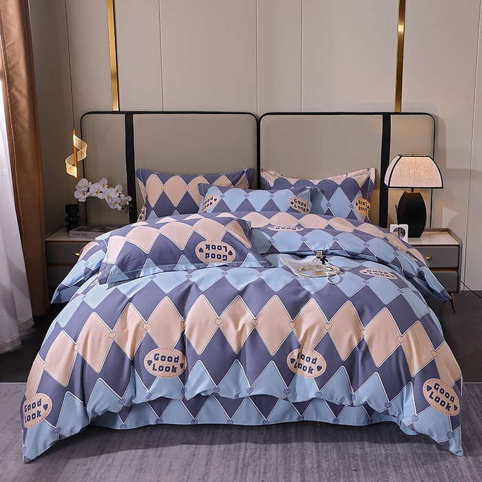 91家纺网 家纺一手货源 找家纺 贝兰仙奴 2024新款利兹系列磨毛多规格四件套棱镜