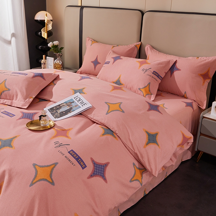 91家纺网 家纺一手货源 找家纺 贝兰仙奴 2024新款利兹系列磨毛多规格四件套满天星