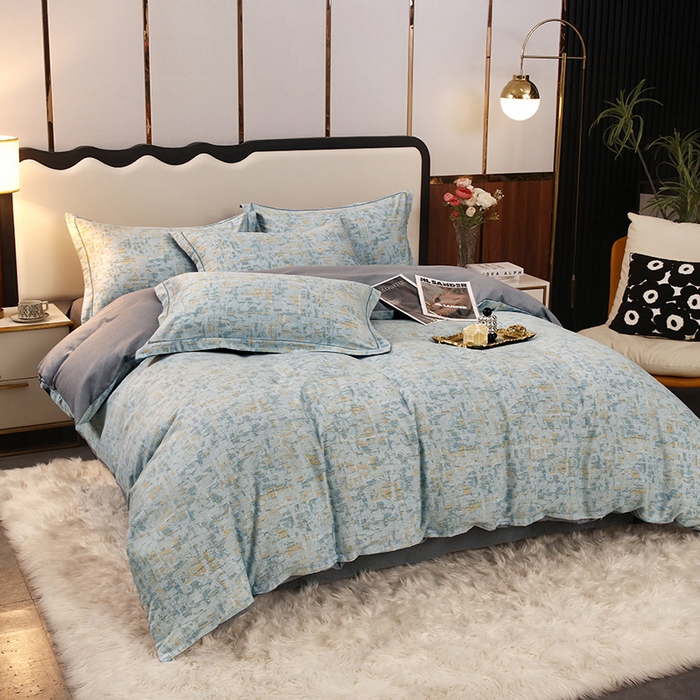 91家纺网 家纺一手货源 找家纺 金纱玉纺 2024新款全棉印花加厚磨毛四件套 米莱-兰