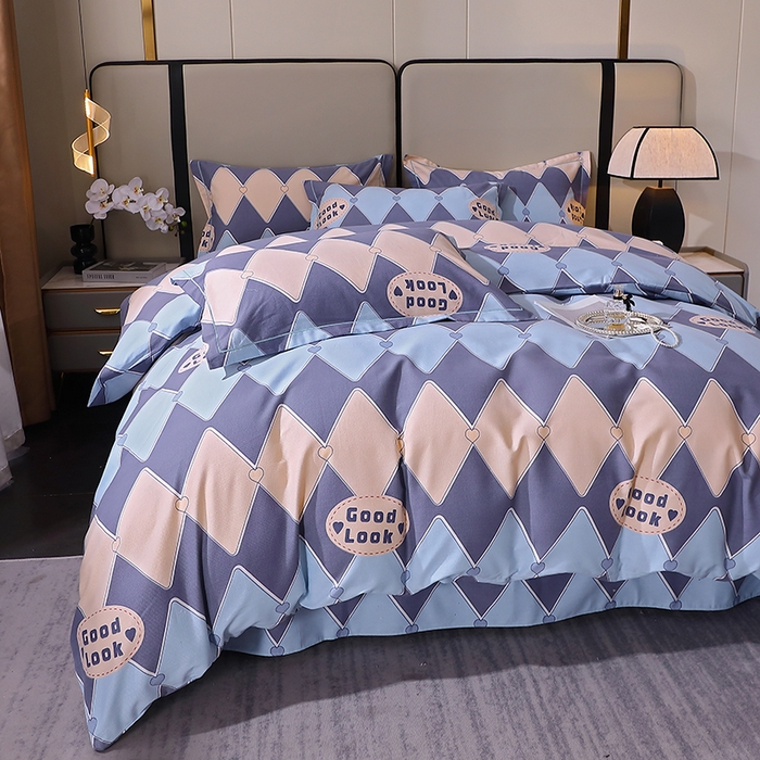 91家纺网 家纺一手货源 找家纺 贝兰仙奴 2024新款利兹系列磨毛多规格四件套棱镜