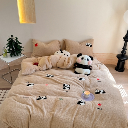 91家纺网 家纺一手货源 找家纺 （总）柚子YOUTH 2024新款双面泰迪绒毛巾绣四件套