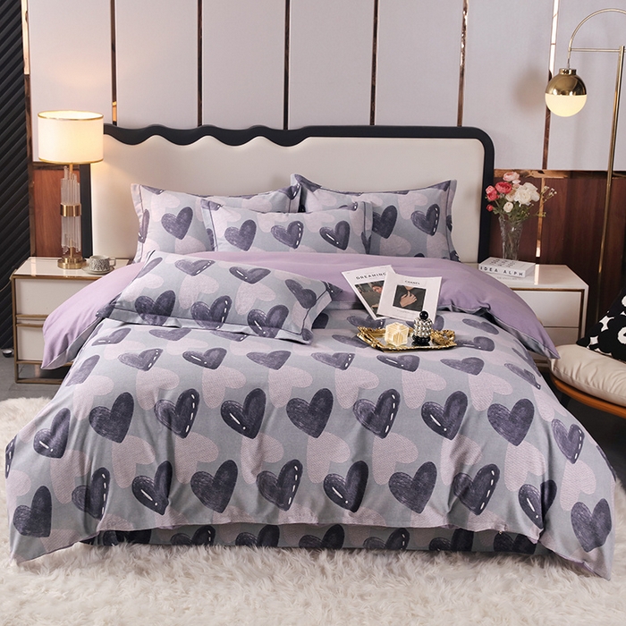 91家纺网 家纺一手货源 找家纺 金纱玉纺 2024新款加厚磨毛四件套 心之悦动