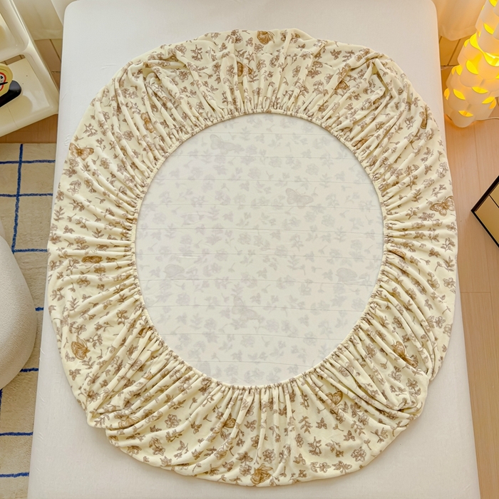 91家纺网 家纺一手货源 找家纺 金丝鸟家纺 2024新款200g牛奶绒单床笠系列 飞花咖