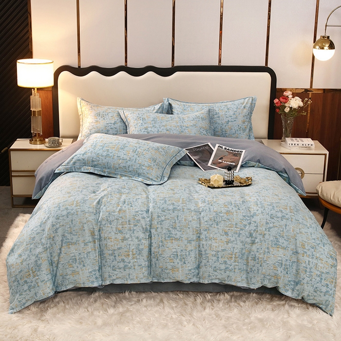 91家纺网 家纺一手货源 找家纺 金纱玉纺 2024新款全棉印花加厚磨毛四件套 米莱-兰