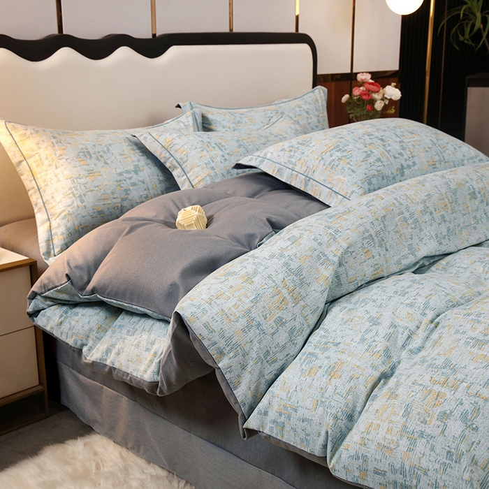 91家纺网 家纺一手货源 找家纺 金纱玉纺 2024新款全棉印花加厚磨毛四件套 米莱-兰