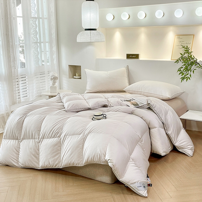 91家纺网 家纺一手货源 找家纺 （总）兰言诺 2025新款提花羽绒被加厚鹅绒被冬被春秋被95白鹅绒直播供货