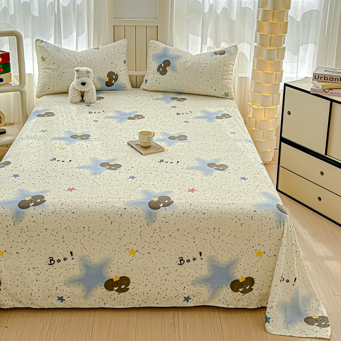 91家纺网 家纺一手货源 找家纺 金丝鸟家纺 2024新款200g牛奶绒单床单系列 蓝色小象