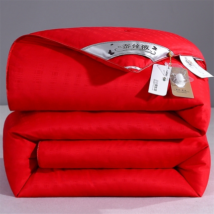 前程家纺 2025新款婚庆大红被被子被芯系列 小提花-吉祥红（手工订花）