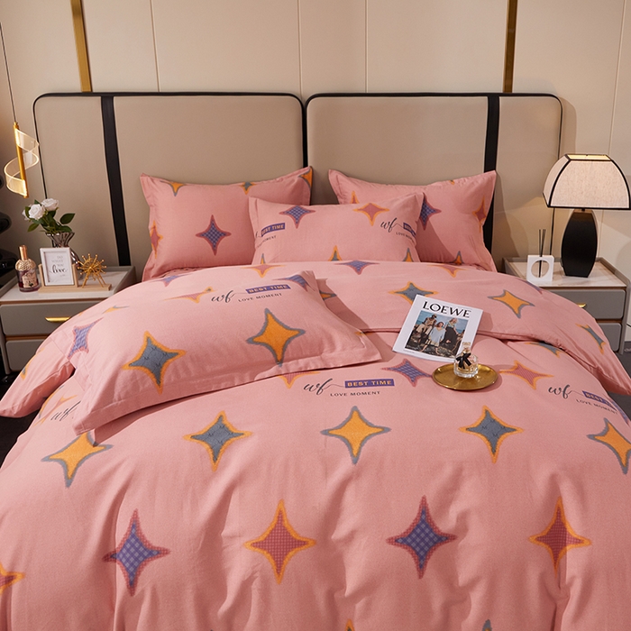 91家纺网 家纺一手货源 找家纺 贝兰仙奴 2024新款利兹系列磨毛多规格四件套满天星