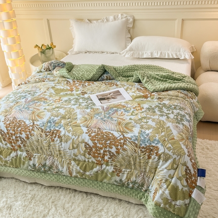 禧多家纺 2024新款亲肤舒适印花云纱棉豆豆被子被芯 秋色依人