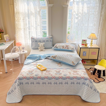 91家纺网 家纺一手货源 找家纺 沐辰 2024新款A类A全棉B牛奶绒夹棉双面床盖 A全棉B牛奶绒-西莉雅