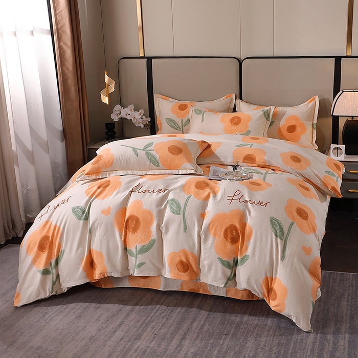 91家纺网 家纺一手货源 找家纺 贝兰仙奴 2024新款利兹系列磨毛多规格四件套太阳花