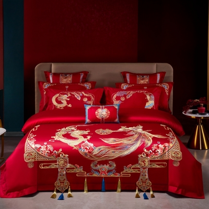 91家纺网 家纺一手货源 找家纺 （总）尹黛尔家纺 2024新款100支高端重工刺绣双股长绒棉婚庆四件套
