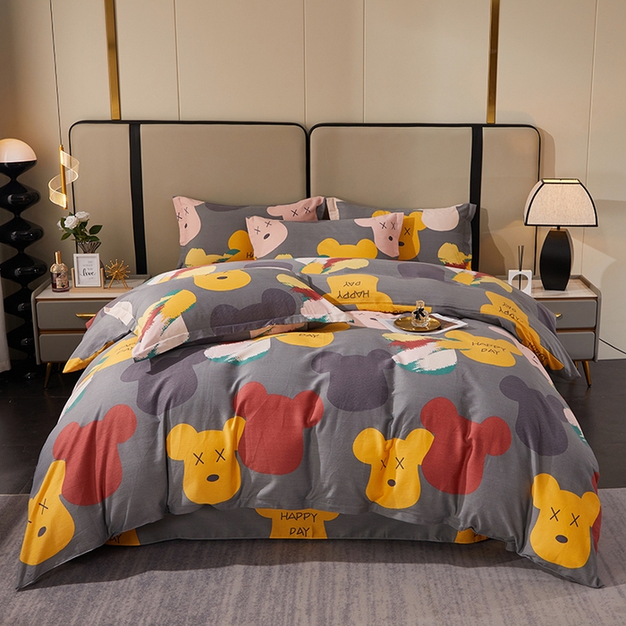 91家纺网 家纺一手货源 找家纺 贝兰仙奴 2024新款利兹系列磨毛多规格四件套魅力熊