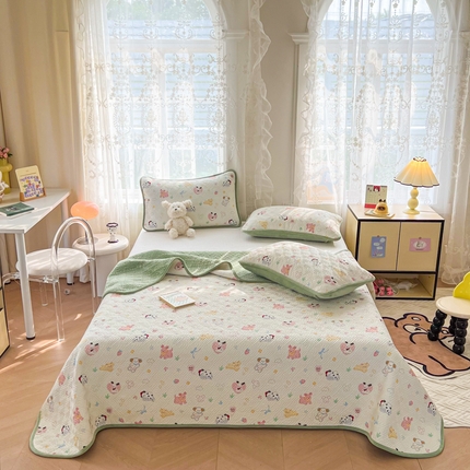 91家纺网 家纺一手货源 找家纺 沐辰 2024新款A类A全棉B牛奶绒夹棉双面床盖 A全棉B牛奶绒-魔法伙伴