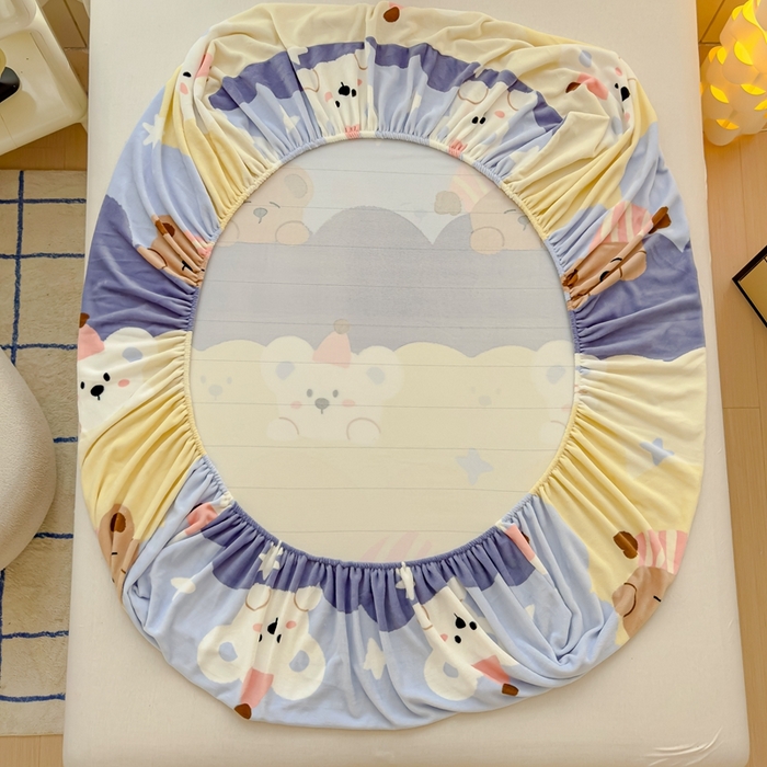 91家纺网 家纺一手货源 找家纺 金丝鸟家纺 2024新款200g牛奶绒单床笠系列 晚安熊