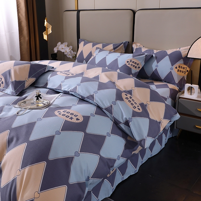 91家纺网 家纺一手货源 找家纺 贝兰仙奴 2024新款利兹系列磨毛多规格四件套棱镜