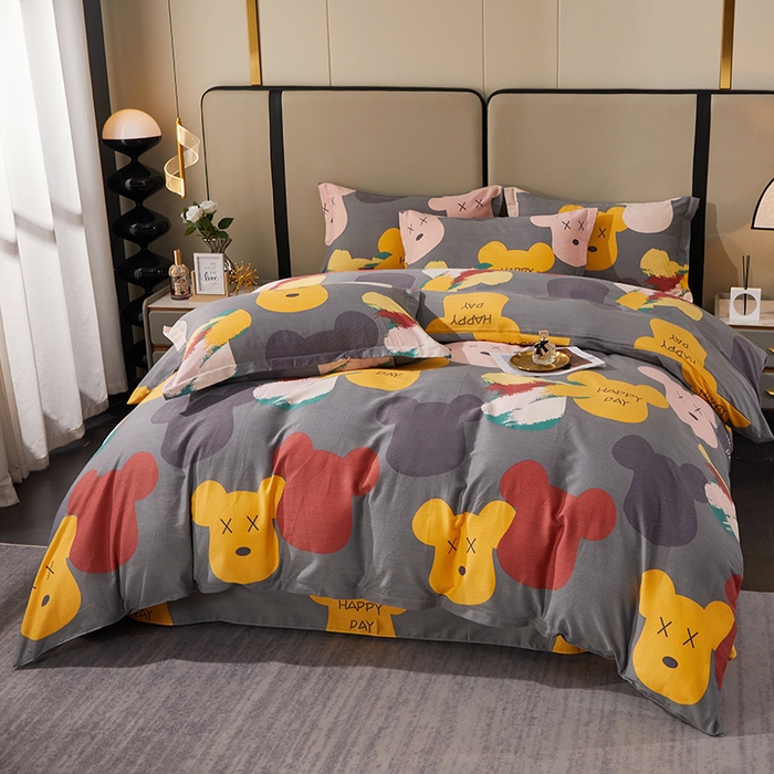 91家纺网 家纺一手货源 找家纺 贝兰仙奴 2024新款利兹系列磨毛多规格四件套魅力熊