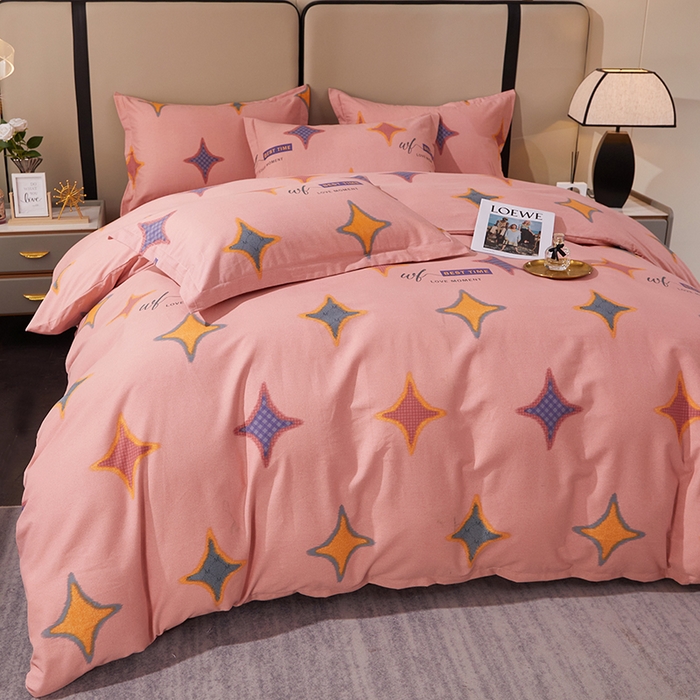 91家纺网 家纺一手货源 找家纺 贝兰仙奴 2024新款利兹系列磨毛多规格四件套满天星