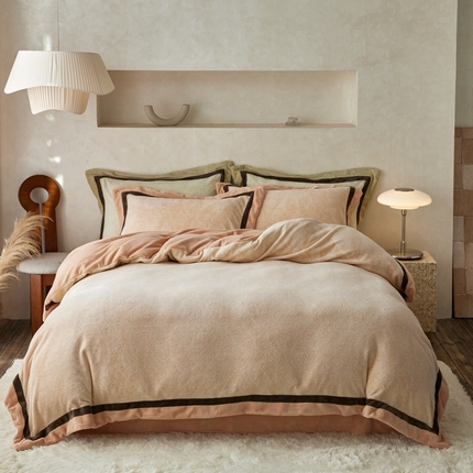 91家纺网 家纺一手货源 找家纺 初拾 2024新款250g牛奶绒双色雕花—布拉格 布拉格-暖橘