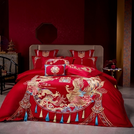 91家纺网 家纺一手货源 找家纺 （总）尹黛尔家纺 2024新款100支高端重工刺绣双股长绒棉婚庆四件套