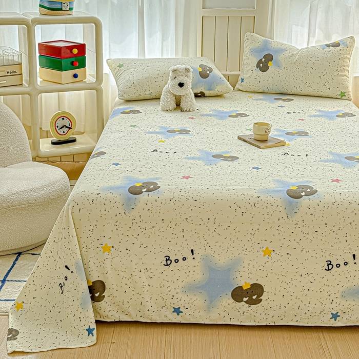 91家纺网 家纺一手货源 找家纺 金丝鸟家纺 2024新款200g牛奶绒单床单系列 蓝色小象