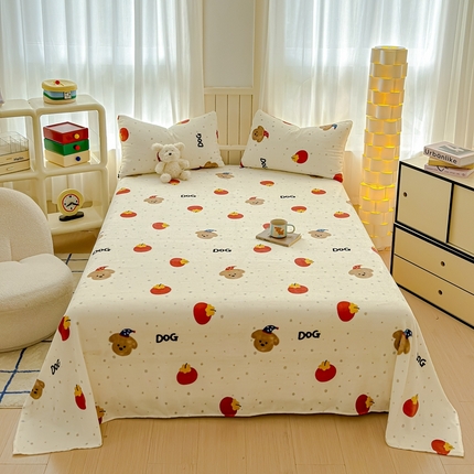 91家纺网 家纺一手货源 找家纺 金丝鸟家纺 2024新款200g牛奶绒单床单系列 西红柿小狗