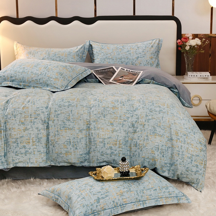 91家纺网 家纺一手货源 找家纺 金纱玉纺 2024新款全棉印花加厚磨毛四件套 米莱-兰