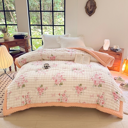 优迈 2024新款兔兔绒豆豆被冬被子被芯 花若盛开