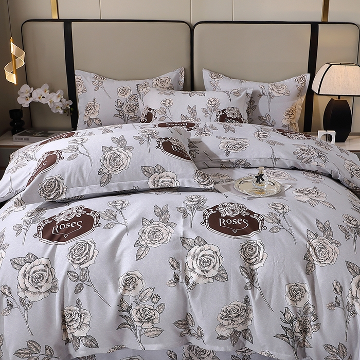 91家纺网 家纺一手货源 找家纺 贝兰仙奴 2024新款利兹系列磨毛多规格四件套庄园灰