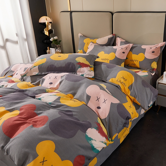 91家纺网 家纺一手货源 找家纺 贝兰仙奴 2024新款利兹系列磨毛多规格四件套魅力熊