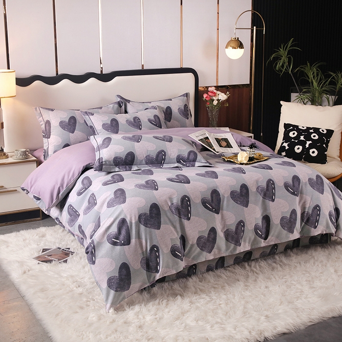 91家纺网 家纺一手货源 找家纺 金纱玉纺 2024新款加厚磨毛四件套 心之悦动