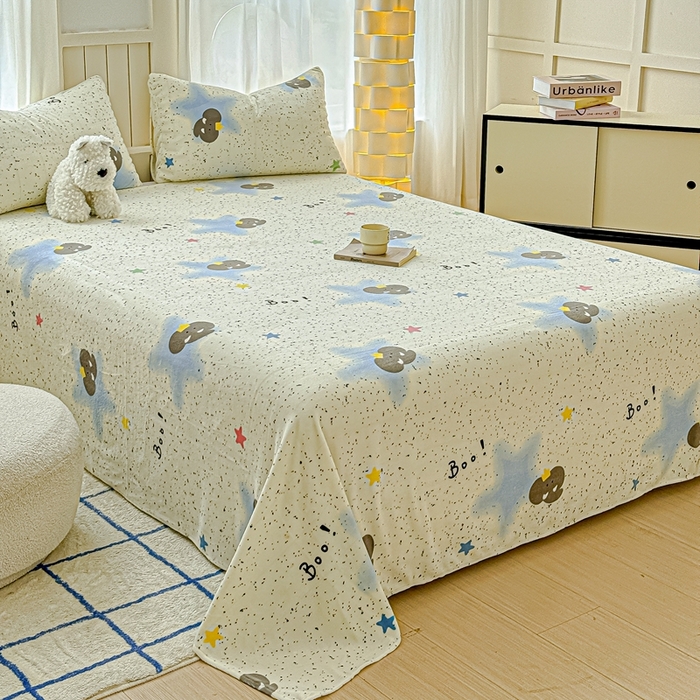 91家纺网 家纺一手货源 找家纺 金丝鸟家纺 2024新款200g牛奶绒单床单系列 蓝色小象