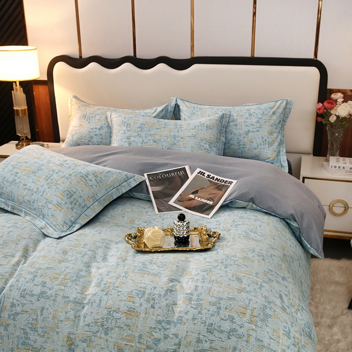 91家纺网 家纺一手货源 找家纺 金纱玉纺 2024新款全棉印花加厚磨毛四件套 米莱-兰