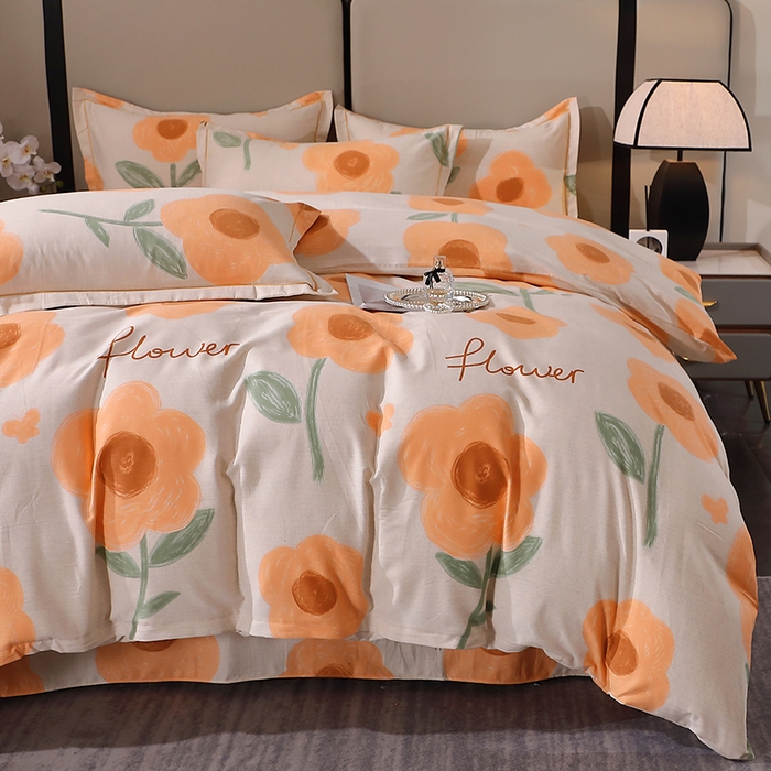 91家纺网 家纺一手货源 找家纺 贝兰仙奴 2024新款利兹系列磨毛多规格四件套太阳花