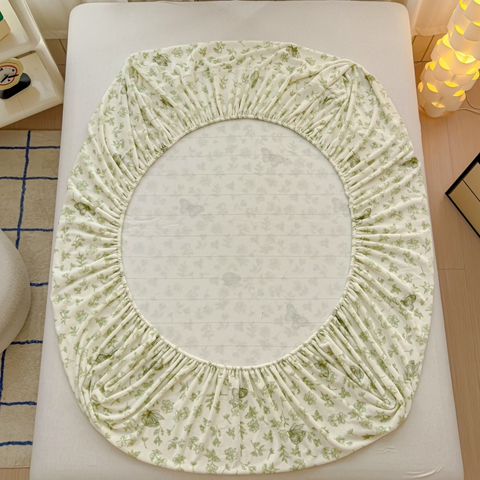 91家纺网 家纺一手货源 找家纺 金丝鸟家纺 2024新款200g牛奶绒单床笠系列 飞花绿