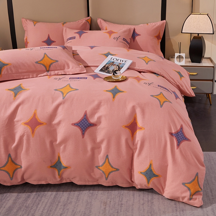 91家纺网 家纺一手货源 找家纺 贝兰仙奴 2024新款利兹系列磨毛多规格四件套满天星