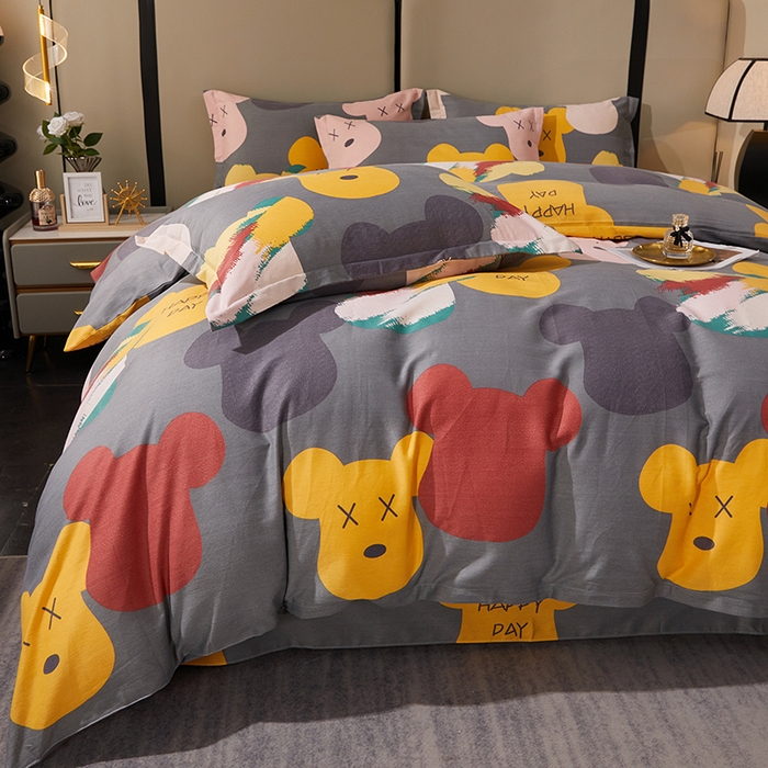 91家纺网 家纺一手货源 找家纺 贝兰仙奴 2024新款利兹系列磨毛多规格四件套魅力熊