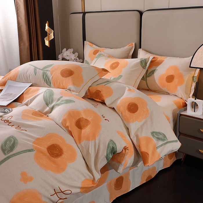 91家纺网 家纺一手货源 找家纺 贝兰仙奴 2024新款利兹系列磨毛多规格四件套太阳花