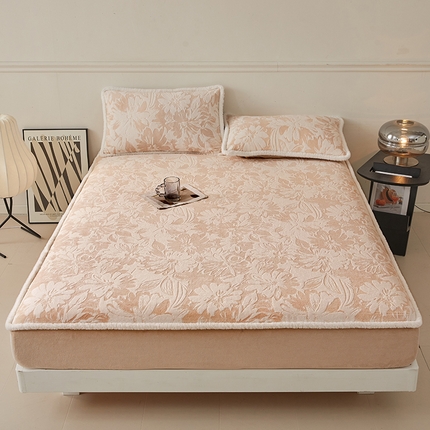 91家纺网 家纺一手货源 找家纺 （总）极简 2024新款立体雕花牛奶绒床笠