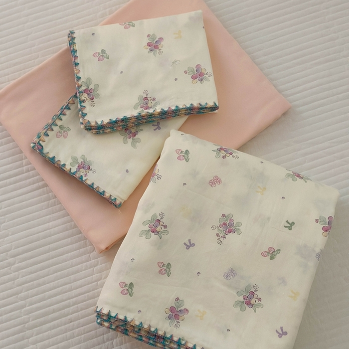 91家纺网 家纺一手货源 找家纺 洋铭区（原狠狠爱） 2024新款新花全棉双层纱四件套 紫精灵