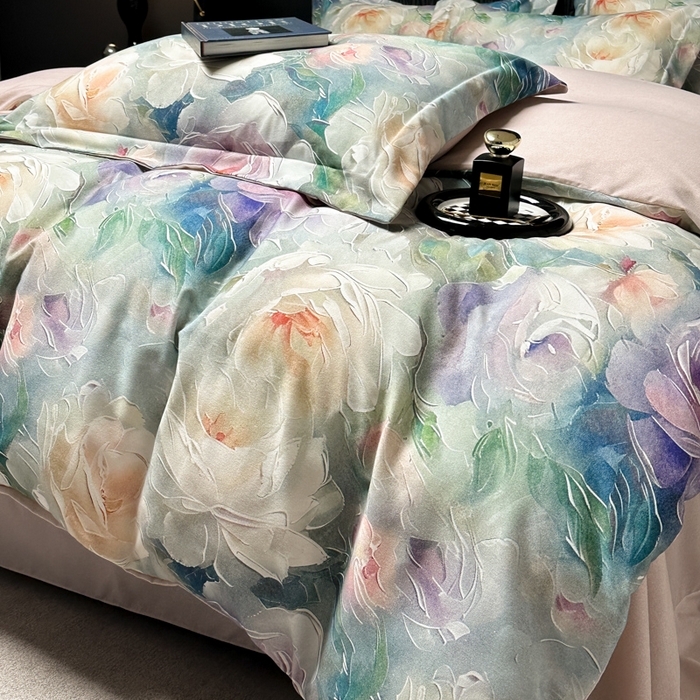 91家纺网 家纺一手货源 找家纺 宅家居 2024新款花卉亲肤棉数码印花加厚陶瓷生态磨毛四件套 梦幻花园