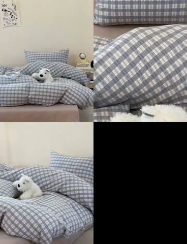 91家纺网 家纺一手货源 找家纺 洋铭区（原狠狠爱） 2024新款无边全棉双层纱四件套 绅士蓝格