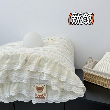 91家纺网 家纺一手货源 找家纺 佰织鑫 2024新款韩系仙女款全棉双层纱春秋被被子被芯 新颜