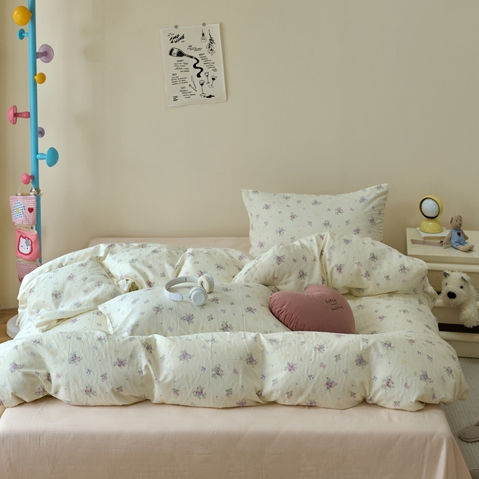 91家纺网 家纺一手货源 找家纺 洋铭区（原狠狠爱） 2024新款无边全棉双层纱四件套 紫果果