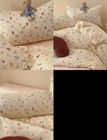 91家纺网 家纺一手货源 找家纺 洋铭区（原狠狠爱） 2024新款无边全棉双层纱四件套 动物乐园