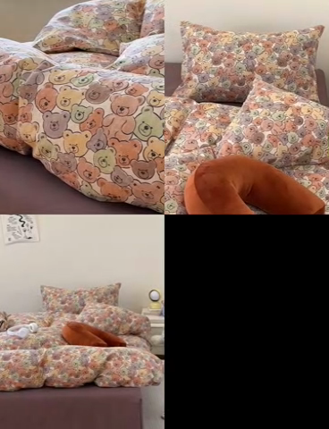 91家纺网 家纺一手货源 找家纺 洋铭区（原狠狠爱） 2024新款无边全棉双层纱四件套 嘟嘟熊