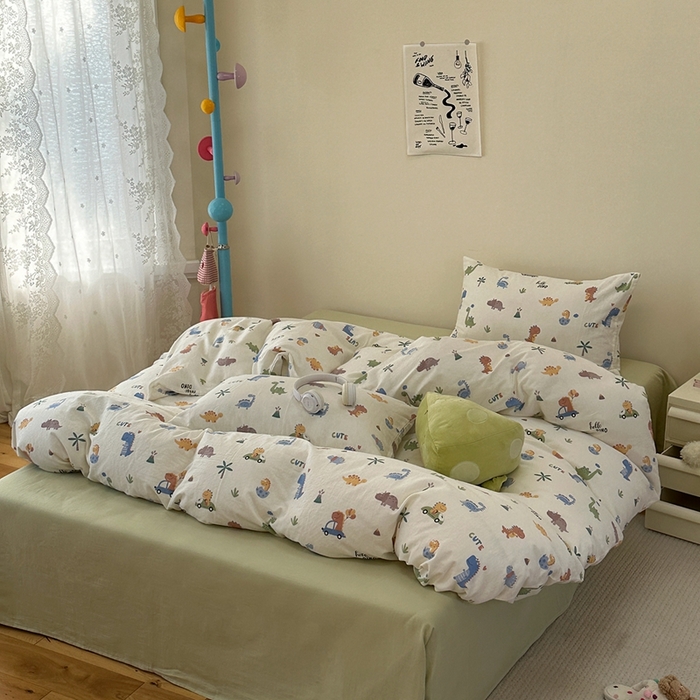 91家纺网 家纺一手货源 找家纺 洋铭区（原狠狠爱） 2024新款无边全棉双层纱四件套 小霸龙