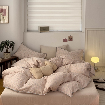 洋铭区（原狠狠爱） 2024新款新花全棉双层纱四件套 粉红佳人