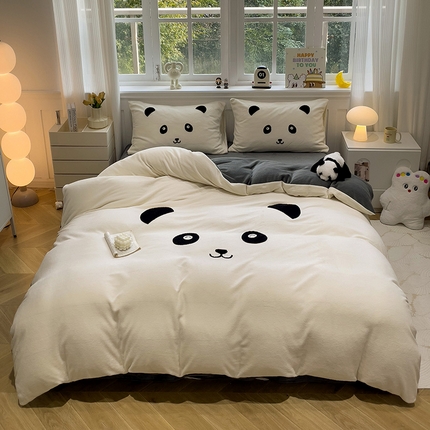 91家纺网 家纺一手货源 找家纺 （总）奈颜 2024新款加厚牛奶绒毛巾绣四件套